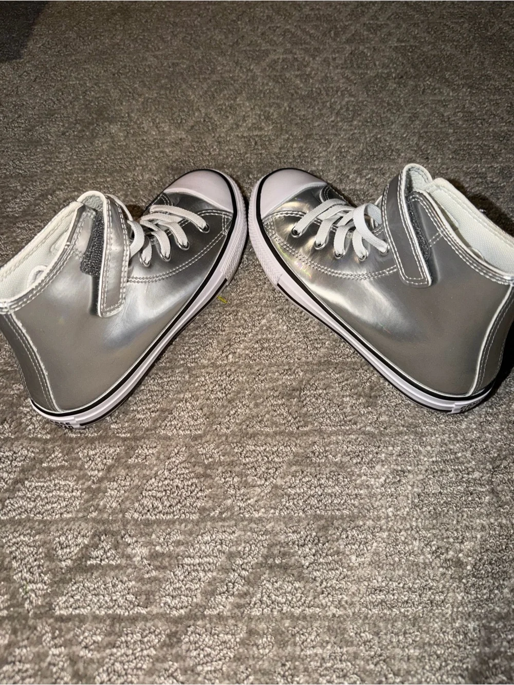 Converse Kids Metallic Silver High-Top Sneakers - NWOB